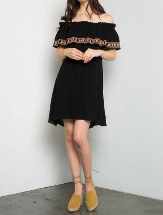 THML Clothing Antigua Off The Shoulder Dress In Black