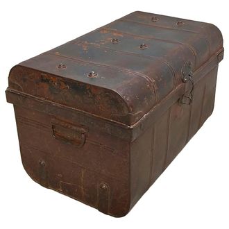 Wanderlust Deco Maleta De Metal Acabado Artesanal Marr&oacute;n 67x37x25h Cm