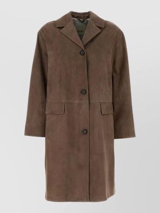 Max Mara suede ortensia coat notch lapel design