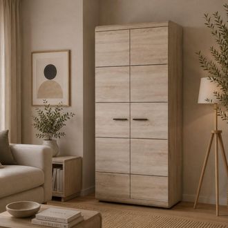 Dmora Guardarropa 2 Puertas Mostaarr, Armario De Dormitorio Con Perchero, 2 Estantes, 2 Puertas, 80x194h Cm Roble Marr&oacute;n