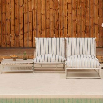 Sklum Sklum - Conjunto De Jard&iacute;n Con Sof&aacute; Modular De 2 Piezas, Mesa Auxiliar Y Puff Convertible Amaro