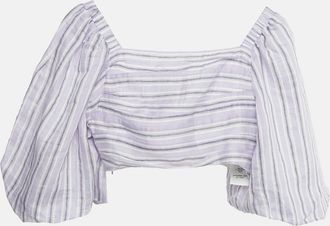 Sandro Lilac Stripe Linen Blend Blonvilla Cropped Top
