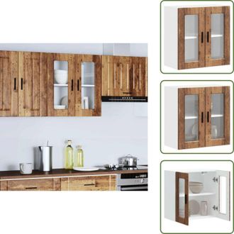 vidaXL The Living Store Pensile da Cucina con Porta in Vetro Porto Legno Vecchio - Armadio da cucina