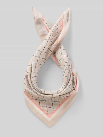 Marc Cain Tuch aus Baumwoll-Seide-Mix mit Logo-Muster in Offwhite, Gr&ouml;&szlig;e 1