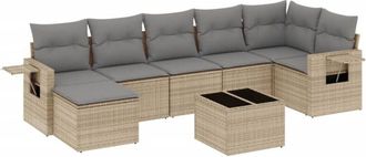 vidaXL Vidaxl - Juego De Sof&aacute;s De Jard&iacute;n Con Cojines Beige 8 Pzas Rat&aacute;n Pe