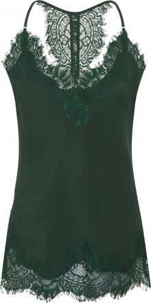 Gold Hawk Womens Lucy Lace Silk Trim Cami In Hunter Green