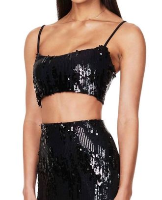 Nookie Cascade Sequin Crop Top In Black