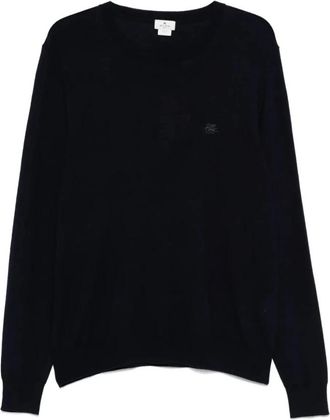 Etro Gebreide C-hals Trui - Heren - Ronde hals truien - Zwart - 2XL - Truien & Vesten