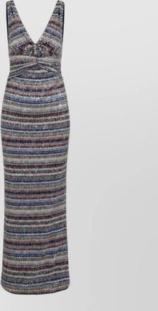 Missoni metallic zigzag knit sleeveless v-neck maxi dress