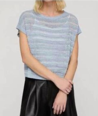 Lafayette 148 New York Sleeveless Knit Sweater Top In Blue Dust
