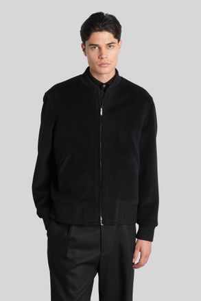 Lardini Bomber Jacket In Black Wool