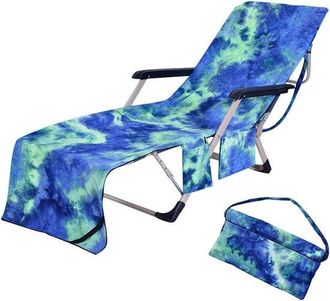 OEM Funda Para Tumbona De Playa, Con Bolsillos Laterales, Port&aacute;til Y F&aacute;cil De Transportar, Antideslizante Y De Ajuste Seguro, Estilo Tie, Dye Azul