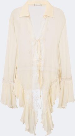 Blumarine Blusa asim&eacute;trica con encaje