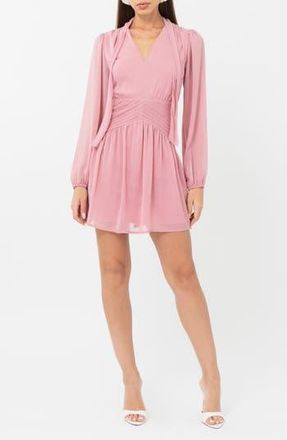 Adelyn Rae Betsy Neck Tie Minidress in Rose at Nordstrom Rack, Size X-Small
