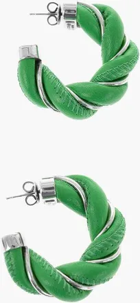 Bottega Veneta Nappa and Silver Braided Hoop Earrings size Unica