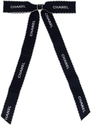 Chanel 1990-2000s ribbon bow brooch - women - Satin - One Size - Blue