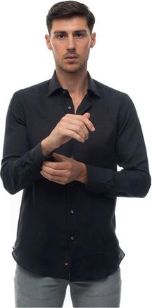 Carrel Linnen overhemd met lange mouwen Italia - Heren - Casual Overhemden - Zwart - XS - Linnen - Overhemden