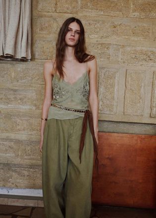 Mango Top applicazioni ricami verde - Donna - S - MANGO