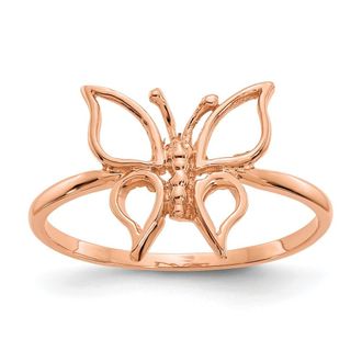 Diamond2Deal 14k Rose Gold Polished Butterfly Ring