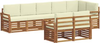 vidaXL Conjunto De Sof&aacute;s De Exterior 8 Uds. Natural Y Crema Poli&eacute;ster Vidaxl
