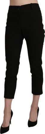 Bencivenga Black High Waist Skinny Cropped Dress Trouser Womens Pants