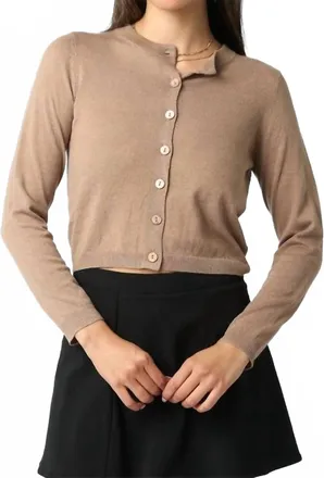 Olivaceous Rhodes Knit Cardigan In Taupe