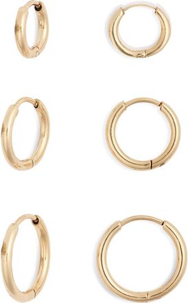 Nordstrom Set of 3 Waterproof Huggie Hoop Earrings in Gold at Nordstrom