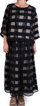 Luukaa D'Celli Sheer Overlay Stripe Knit Top In Black