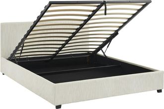 Sweeek Cama con somier abatible y cabecero 160cm, acabado en pana fina