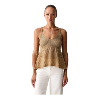 Twinset Aangesloten gebreide top - Dames - Tops - Geel - Maat: XS Viscose