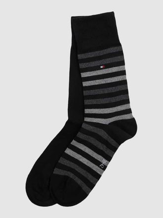 Tommy Hilfiger Socken mit Label-Detail im 2er-Pack Modell DUO STRIPE SOCK in Black, Größe 39/42