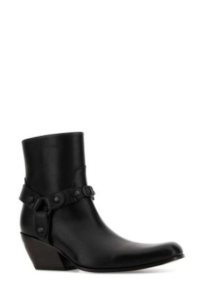 Balenciaga Womens Black Leather Memphis Ankle Boots Black-Brass T Bull Stivali Black/brass