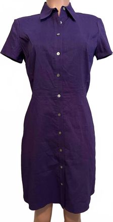 Theory Short Sleeve Button-Down Dress In Amethyst