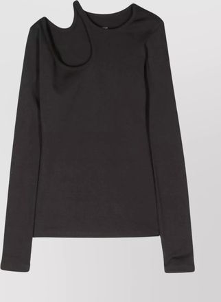 Low Classic asymmetric sleeve round neck top