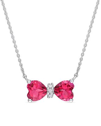 Rina Limor 10K 1.05 ct. tw. Diamond & Pink Topaz Bow Necklace