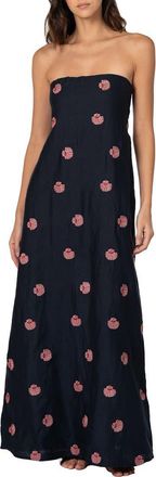 Maaji Crimson Strapless Linen Maxi Cover-Up Dress in Blue at Nordstrom Rack, Size Medium