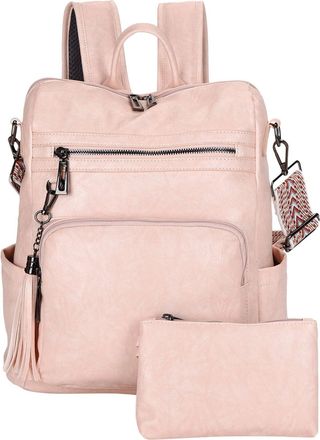 Generic Ladies Stylish Womens Travel Backpack and Clutch Purse Set Multipurpose Designer Carryall Combo for Everyday Use