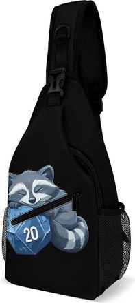Generic Raccoon Unisex Shoulder Bags Casual Crossbody Chest Bag Sling Backpack for Hiking Cycling Travel