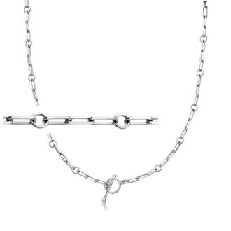 Ross-Simons Sterling Silver Charm-Compatible Paper Clip Link Toggle Necklace