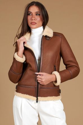 D'Arienzo Montone shearling cuoio con fibbie e cerniera centrale DArienzo, Seleziona Taglia XS, Colore Cuoio