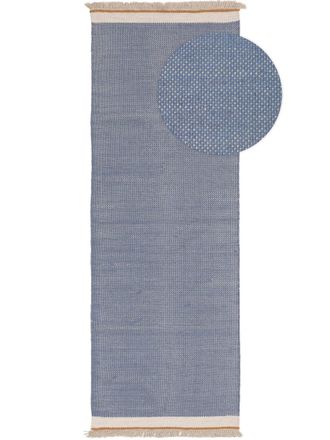 benuta Alfombras de pasillo de lana azul 80x250