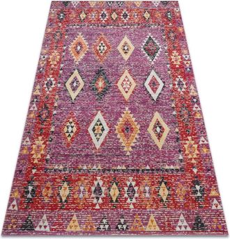 RugsX Rugsx - Modern carpet mundo D7701 diamonds boho outdoor pink / beige multicolour 160x220 cm