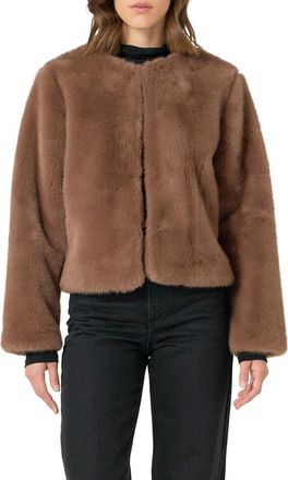endless rose Faux Fur Lady Jacket in Brown at Nordstrom, Size Large