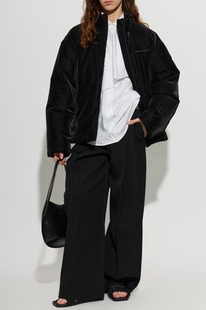 Alexander Wang Puffer Jacket With A Stand-up Collar, Womens, Black