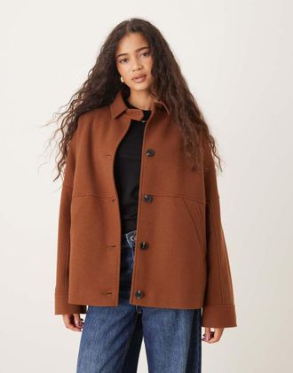 Asos Giacca harrington elegante extra larga color ruggine-Rosso