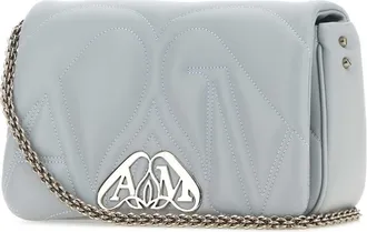 Alexander McQueen Womens Seal Shoulder Bag Gray Leather