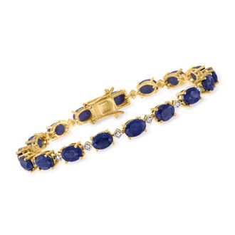 Ross-Simons Sapphire and. Diamond Bracelet in 18kt Gold Over Sterling