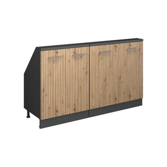 Vicco Armario De Cocina Para Techo Inclinado R-line, Roble Artesanal/antracita, 140 Cm Lote De 2, Vicco