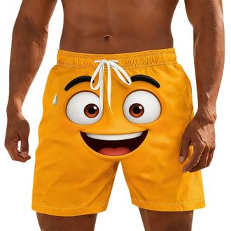 Generic Mens Novelty Swim Trunks Funny Face Print Board Shorts for Men UK Elastic Waist Drawstring Beach Shorts Quick-Dry Swimming Surfing Boardshorts with Po