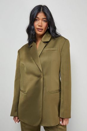 Oasis Womens Premium Satin Oversized Blazer Co-ord - Green - Size 10 UK